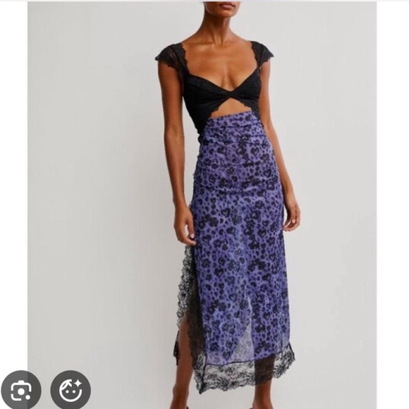 Free People Dresses & Skirts - Free people suddenly fine floral slip maxi dress navy animal print - NWT